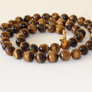 8mm Tiger Eye Necklace VARIOUS Length Options Hand Knotted. Brown Tiger Eye / Tiger's Eye Stone. Therapeutic. MapenziGems image 5