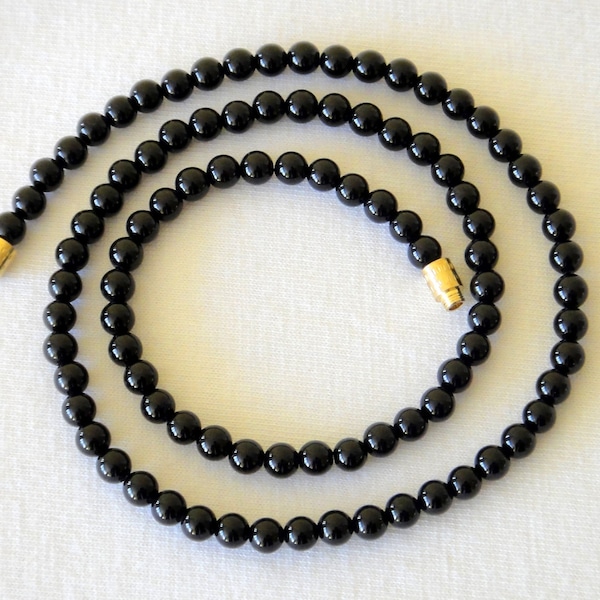 4mm Black Onyx Necklace - VARIOUS Length options.  Genuine Natural Stone Beads. 4mm Black Onyx Beads. MapenziGems