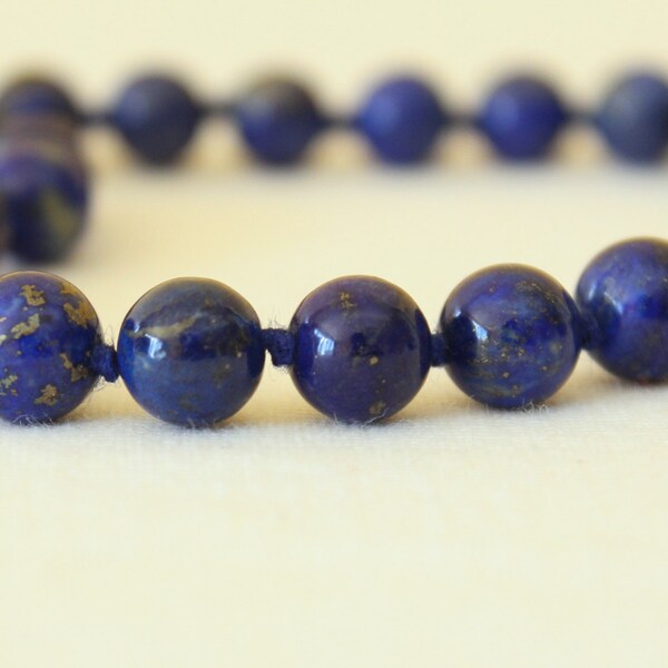 Natural 8mm Lapis Lazuli Necklace. 16 inches Grade 'A' Lapis Beads 8 mm Lapis Lazuli Beads. MapenziGems.