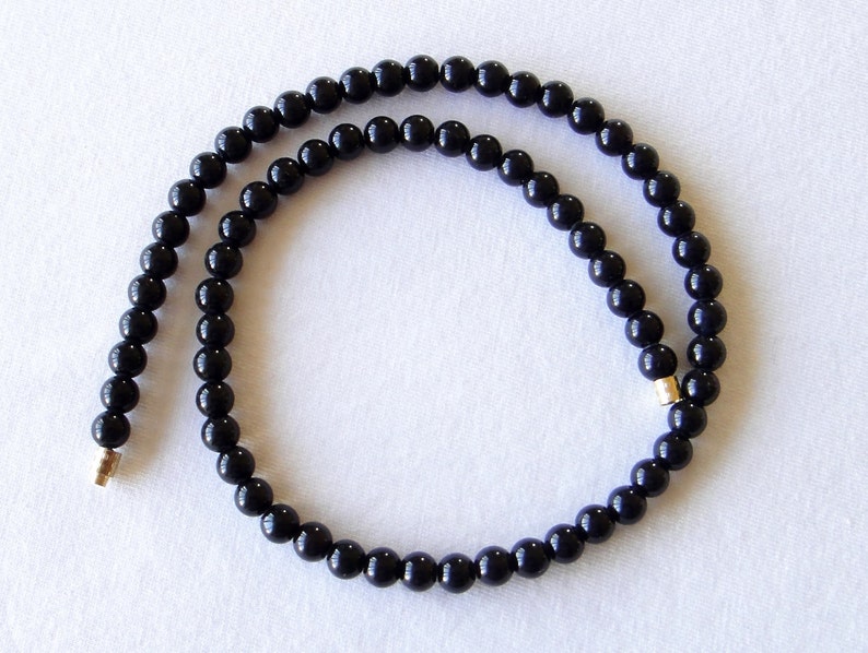 Black Onyx Necklace 6mm 16. Genuine Natural Stone Beads. 6mm Black Onyx