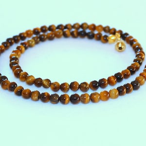4mm Tiger Eye Necklace - VARIOUS Length Options  Brown Tiger Eye / Tiger's Eye Stone. Therapeutic. MapenziGems