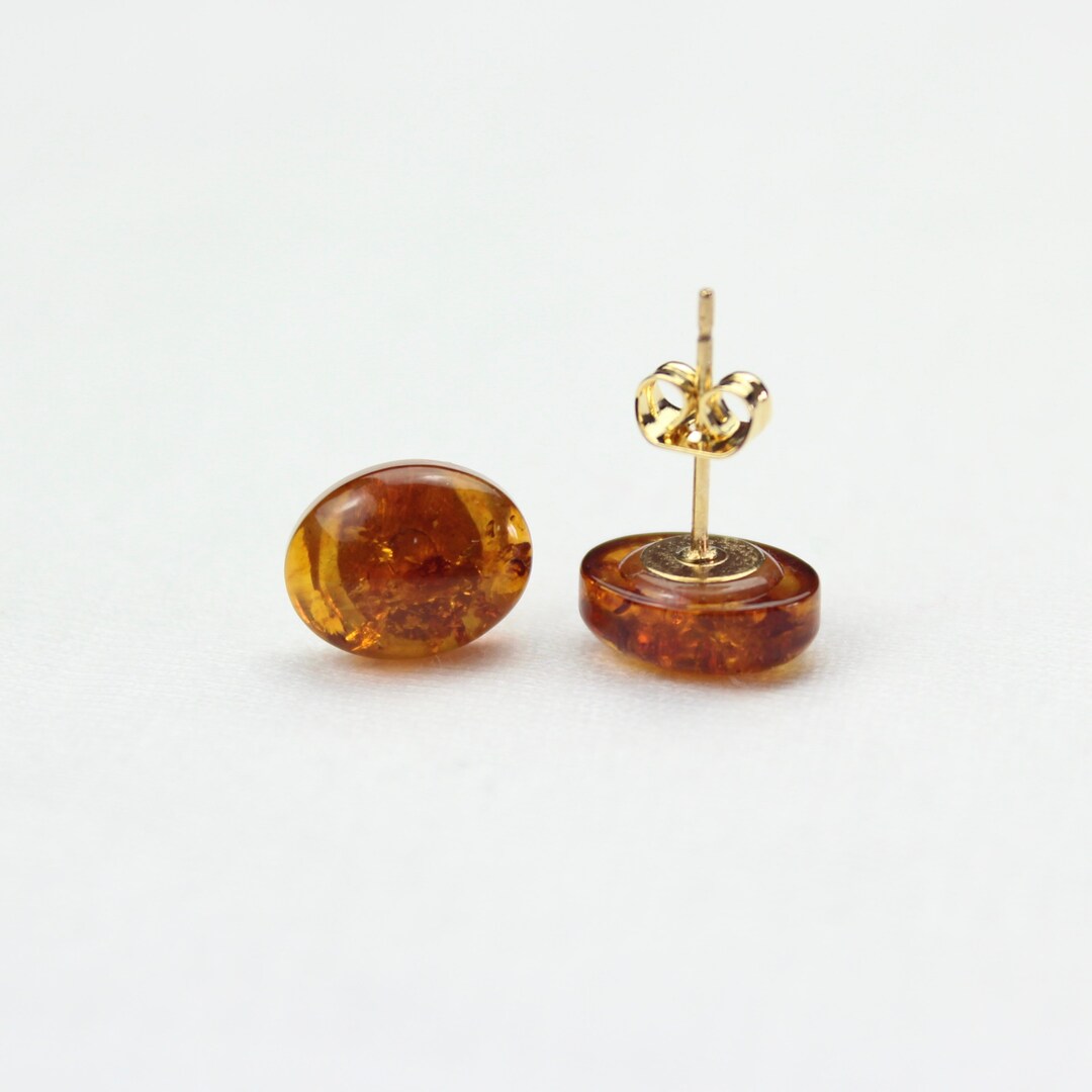 Boucles d'oreilles ambre baltique couleur jaune parfait forme ronde