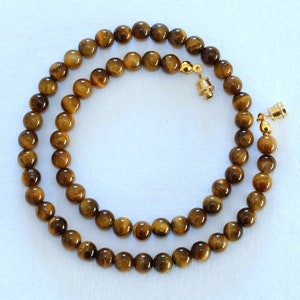 Tiger Eye Necklace. 4mm 16&quot;  Brown Tiger Eye / Tiger&#39;s Eye Stone. Therapeutic. MapenziGems