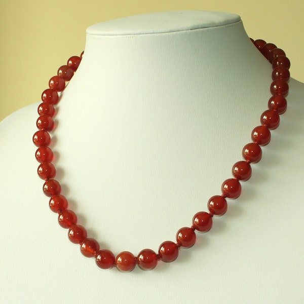 10mm Carnelian Necklace - VARIOUS Length Options. 10mm Carnelian Beads. Grade 'A' Therapeutic Healing Grade. Hand Knotted. MapenziGems