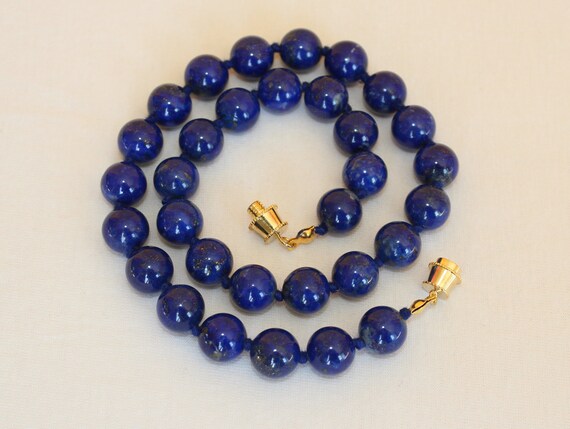 Blue Lapis Lazuli Necklace 12mm Lapis Beads Hand Knotted Various Lengths 12 mm