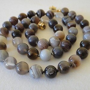 10 mm Botswana Agate Necklace. 23 inches Long. Genuine Natural Stone. Multi Color Agate Stone Beads. Therapeutic Necklace. MapenziGems