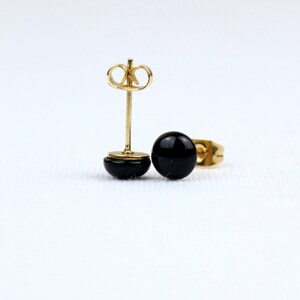 6mm Black Onyx Stud Earrings 6 mm Black Studs Earring Cabochon MapenziGems