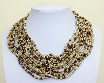 Collar Necklace. Ivory Bronze Collar Choker. Bib Necklace. Cleopatra Style Ethnic Necklace. DB06 MapenziGems