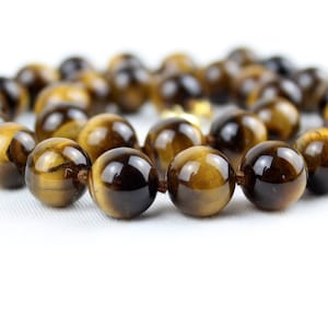 Colar olho de tigre de 12 mm – VÁRIAS opções de comprimento Contas de 12 mm atadas à mão. Olho de Tigre Marrom / Pedra Olho de Tigre. Terapêutico. MapenziGems
