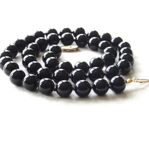 Black Onyx Necklace 10mm Beads 24 inches Hand Knotted Genuine Natural Stone Beads MapenziGems