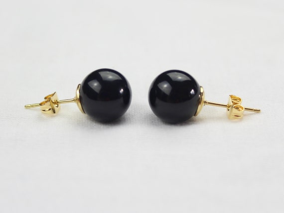 Black Onyx Sterling Silver Plated Stud// Earring 10 mm Ethnic Wear Handmade Jewelry