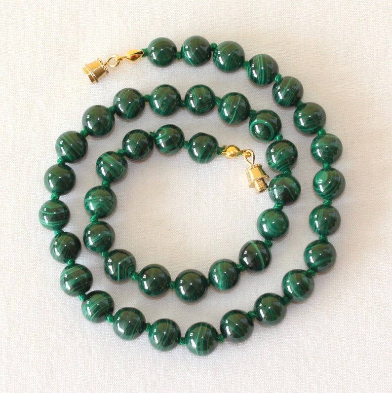 Malachite Necklace. 8mm Green Malachite Beads Necklace Hand Etsy UK