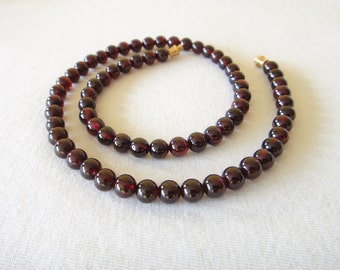 Genuine Natural Red Garnet Necklace 5.5mm / 6mm Beads Gem Quality Necklace. MapenziGems