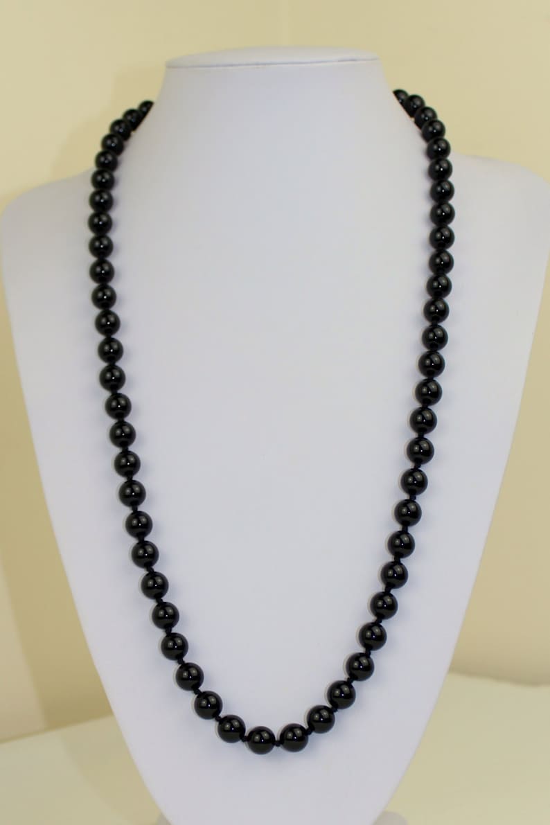 Black Onyx Necklace 10mm Black Onyx Beads 30 Inches Long. Hand - Etsy