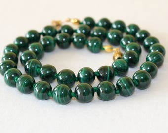 Collana Perle Malachite Verde Collana Di Perle In Malachite Naturale 8/10/12 Mm - Lunghezza Regolabile 18-36", Fatto A Mano Collana Perle 8mm 10mm 12mm - Foto 13