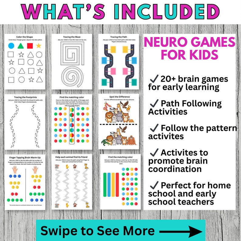 Neuro Games for Kids Printable PDF | Brain Gym for Kids | Neuro Games