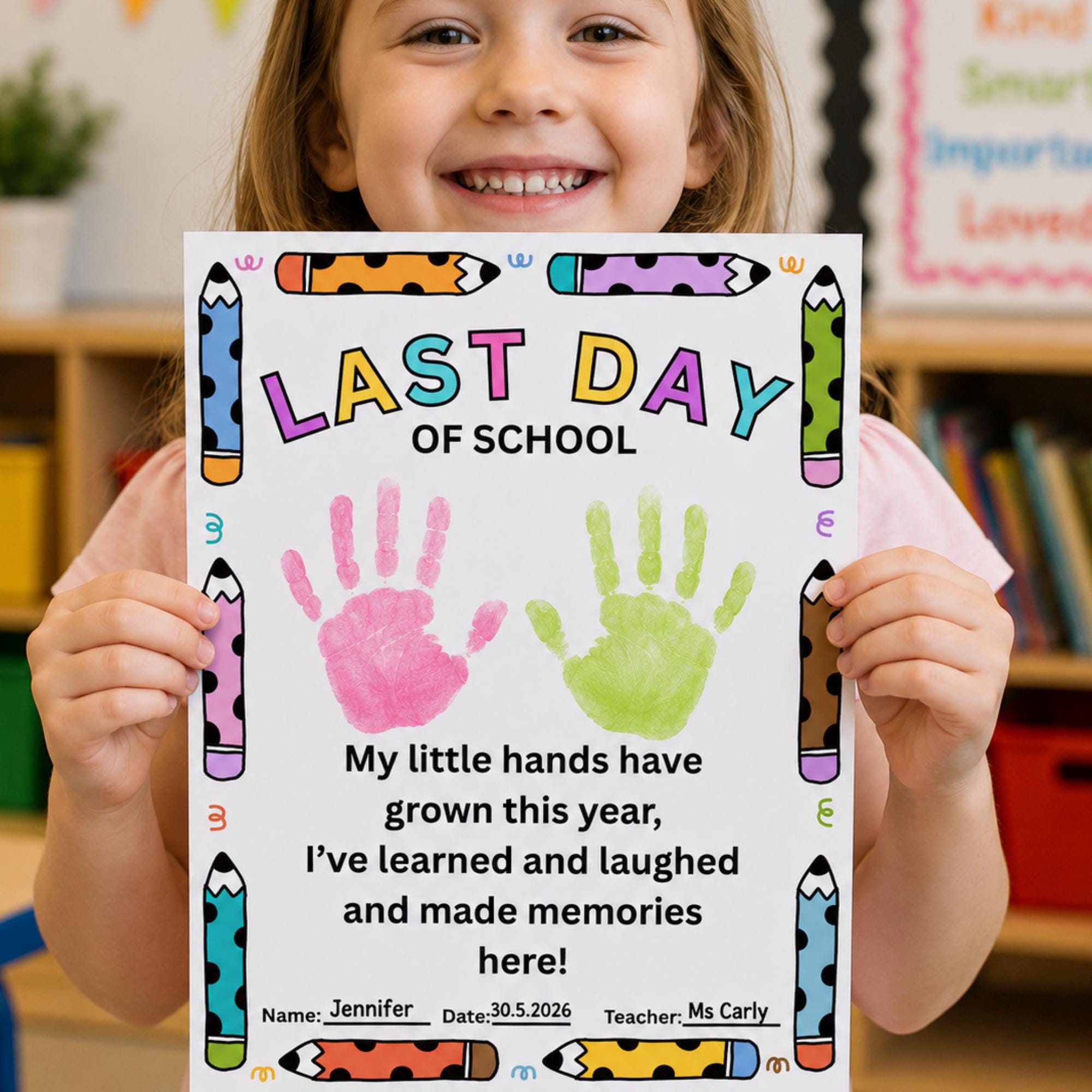 Last Day of School Handprint Craft | End of Year Preschool Keepsake ...