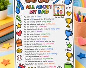 Father's Day Printable Questionnaire, Father's Day Activity for kids, All About My Dad Coloring Page, DIY Gift for Dad from Kids