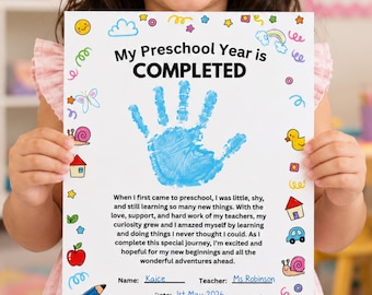 End of Year Preschool Keepsake Handprint Craft, Last Day of School Craft Printable, Preschool Graduation Handprint Activity, Memory Keepsake