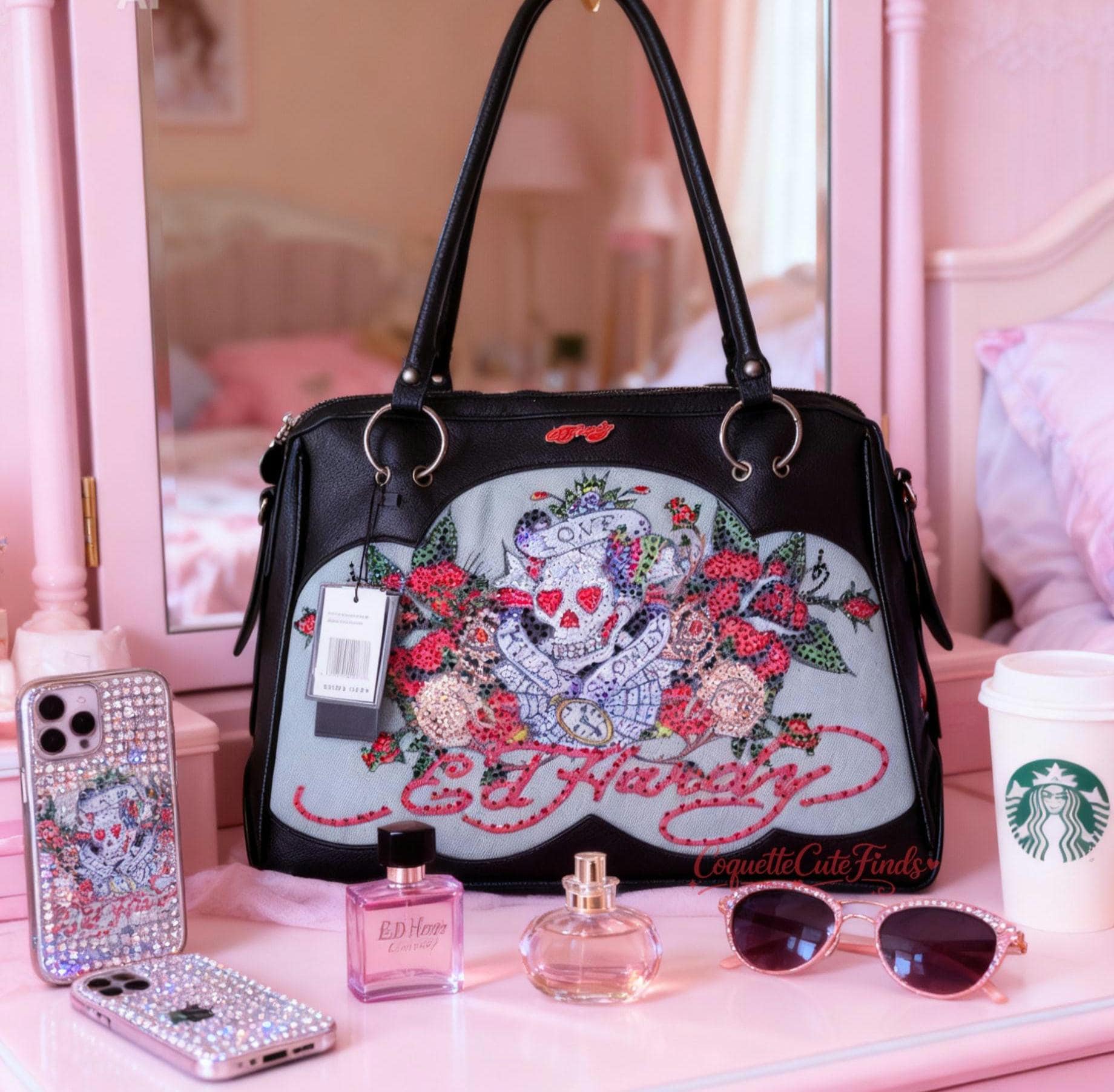 レディース y2k archive Flame top emboss leather bag