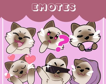 Himalaya-Perzische kat-emotes voor Twitch, Discord – handgetekende digitale kunst