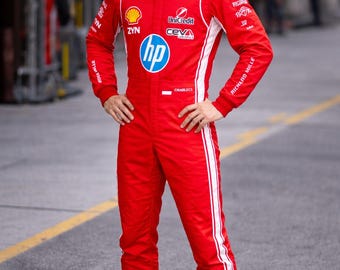 Customized Handmade Red Racing Suit – Custom Go Kart Suit – F1 Inspired Driver Suit with Name & Sponsor Logos