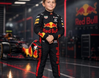 kids Red Bull F1 Go karting suit -Red Bull inspired Design -custom name and logo -Go kart outfit