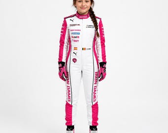 Traje de karting para niñas aprobado por CIK FIA Nivel 2 con regalo gratis y también se puede agregar bandera, nombre y logotipo personalizados / Traje de karting Cordura F1 Race