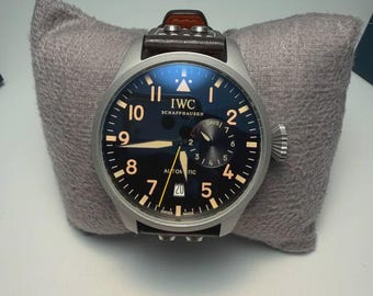 Vintage IWC Automatic Watch, Stainless Steel Blue Dial, Brown Leather Strap