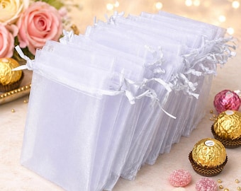 Sheer Organza Gift Bags with Satin Drawstring – 4x4.72in Favor Pouches for Jewelry, Candy, Weddings