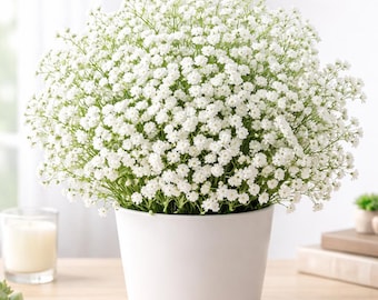 Artificial Baby's Breath Flowers, Real Touch White Gypsophila Bouquet, Wedding Decor