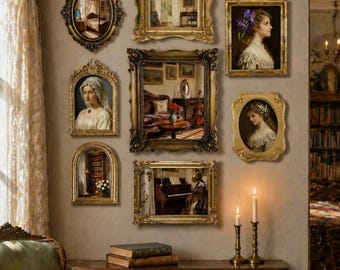 8-Piece Vintage Gold Baroque Resin Picture Frames – French Victorian Style Wall Décor