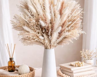 Natural Dried Pampas Grass Bouquet for Boho Home Decor, Wedding Floral Arrangement, Neutral Living Room Decoration