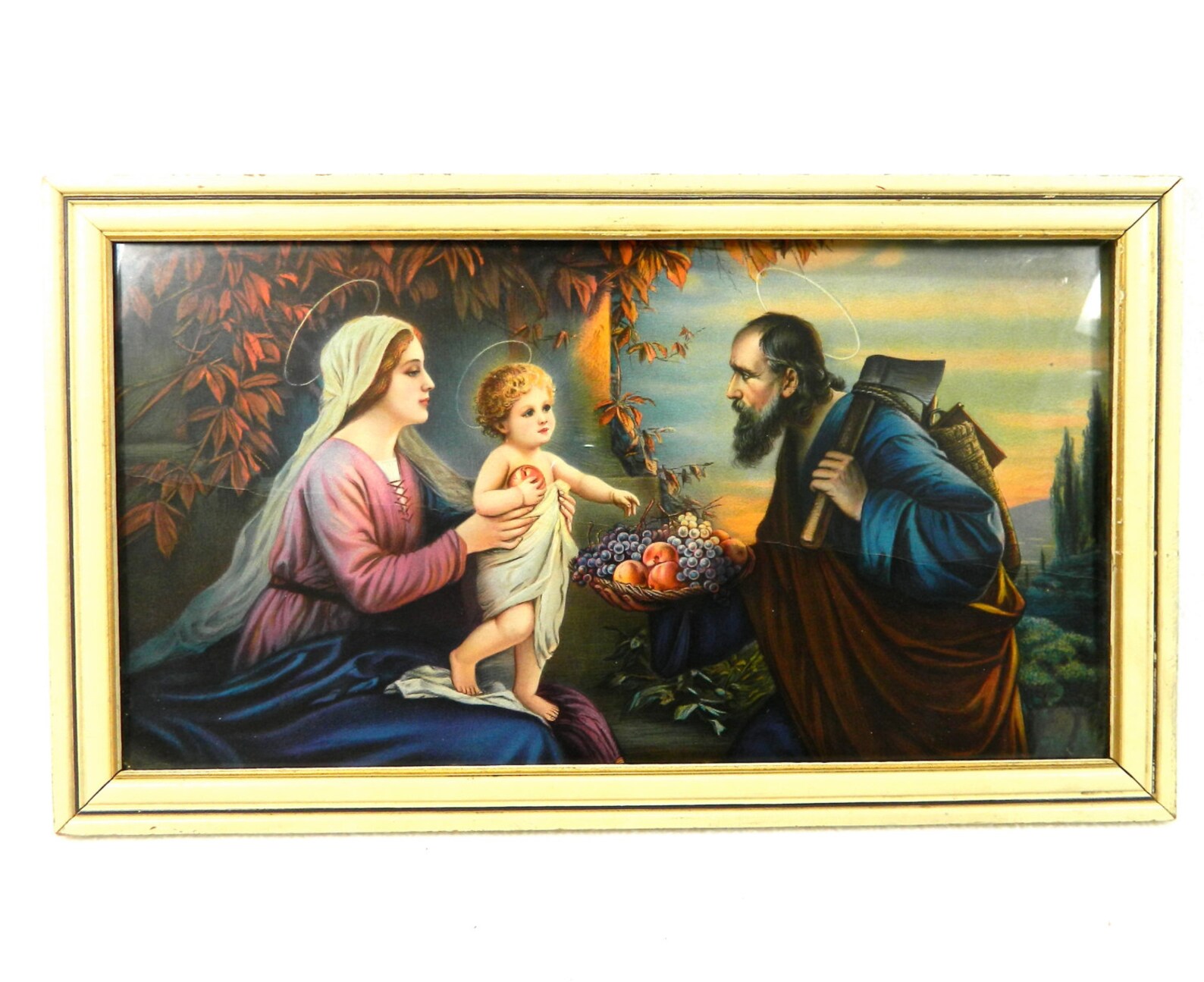 Vintage framed picture of Holy Family Jesus Mary and Joseph Etsy