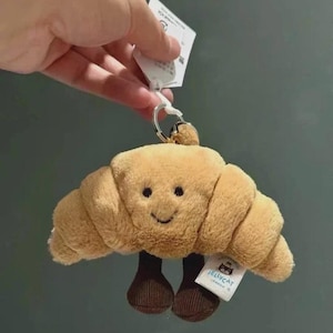 NEW  Croissant plushBag Charm Soft Plush Keyring Gift New With Dust Bag