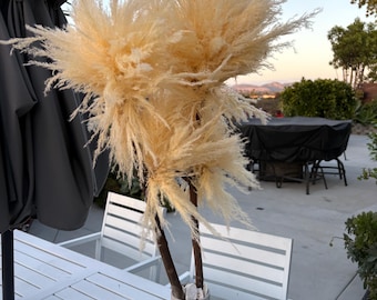 Árbol de arreglos florales de la Pampa moderna / Decoración escultórica de madera / Decoración neutra para el hogar / Centro de mesa llamativo / Decoración minimalista bohemia con jarrón