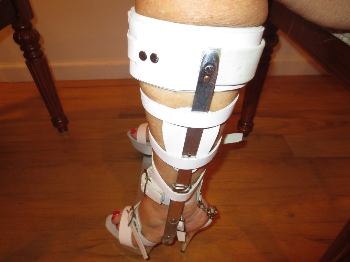 White Leather & Metal Leg Braces Lower Leg Bow Correction Etsy