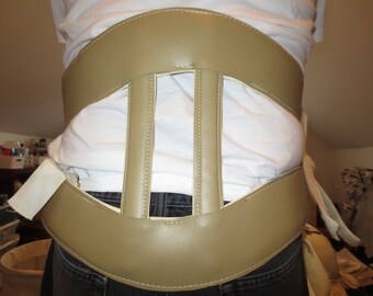 Large Chair Back Polio Metal and Leather Back Orthopedic Brace