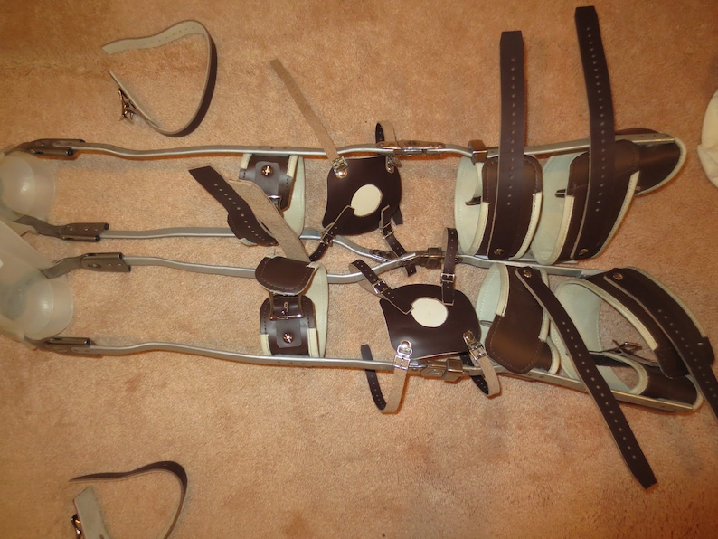 Pair KAFO Metal and Leather Polio Orthopedic Leg Braces Etsy UK