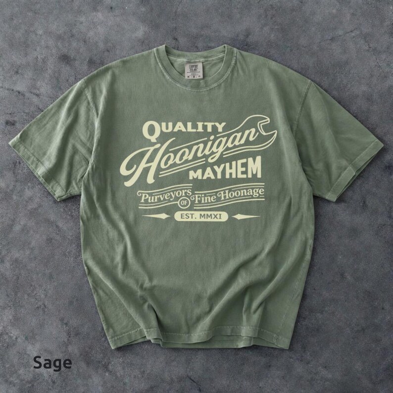 Retro Hoonigan Mayhem Graphic Shirt, Street Racing Car Culture Tee Sage