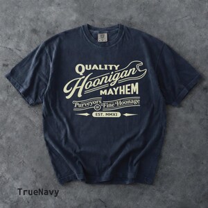 Retro Hoonigan Mayhem Graphic Shirt, Street Racing Car Culture Tee True Navy