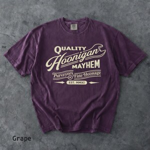 Retro Hoonigan Mayhem Graphic Shirt, Street Racing Car Culture Tee Grape