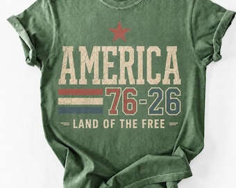 America 250th Anniversary Shirt, Patriotic Eagle Tshirt, Distressed 4th Of July Shirt, Family Matching, Land Of The Free Tee