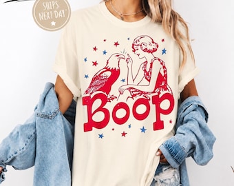 Camiseta divertida de águila boo, camiseta patriótica para chica americana, camiseta vintage del 4 de julio, camiseta retro del Día de la Independencia de EE. UU. con colores cómodos