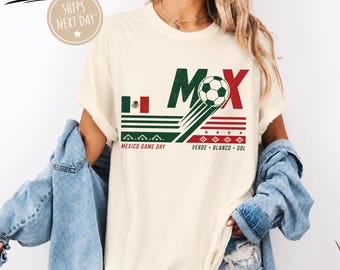 Camiseta vintage de fútbol mexicano, camiseta retro de fútbol mexicano Comfort Colors, ropa para aficionados del Mundial 2026, regalo para el día del partido de El Tri