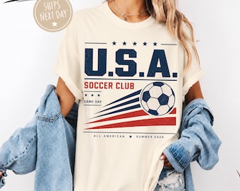 Camiseta vintage de fútbol de EE. UU., camiseta retro de fútbol americano, ropa cómoda para el día del partido, regalo para el aficionado patriótico
