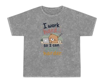 Mineral Wash Graphic Tee, Sleepy Bear Work Humor Shirt, Vintage Cotton Comfort