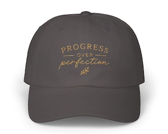 Progress Over Perfection Dad Cap | Embroidered Script Baseball Hat