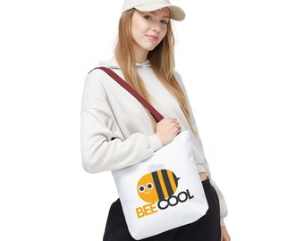 Bee Graphic Tote Bag | Playful Bumblebee Illustration, Durable Polyester Canvas