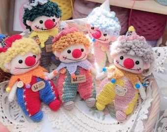 Crochet Clown Doll Keychain, Handmade Amigurumi Bag Charm